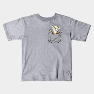 Ferret Pocket Funny Cute White Tan Fur Kids T-Shirt